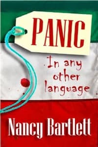 cover of Panic In Any Other Language by Nancy Bartlett features a green white and red Italian flag background 